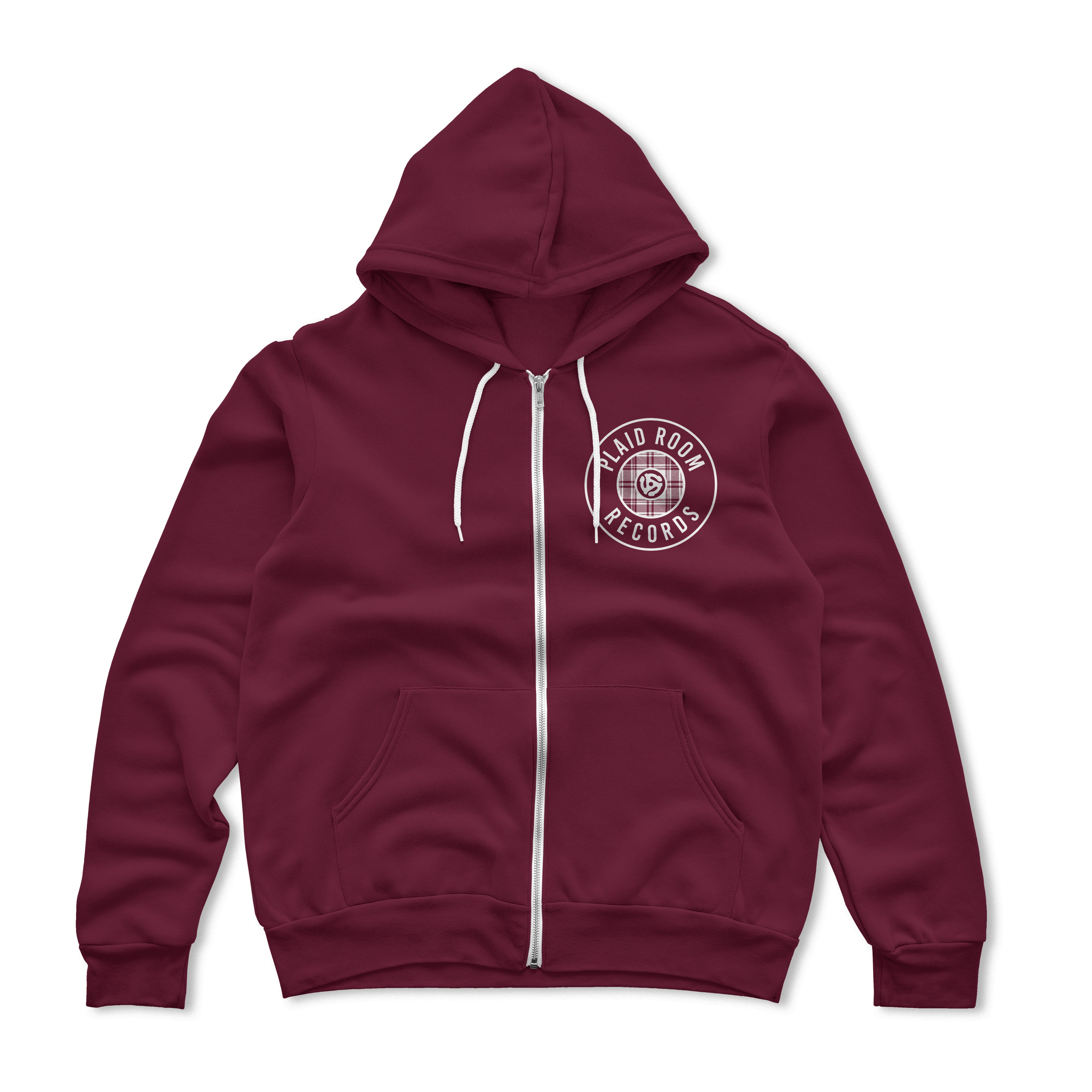 Plaid Room Zip-Up Hoodie - Maroon