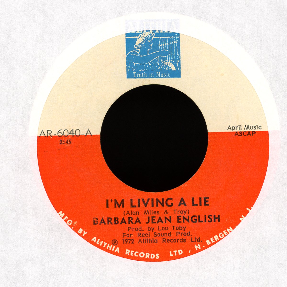 Barbara Jean English - I'm Living A Lie on Alithia Northern Soul 45
