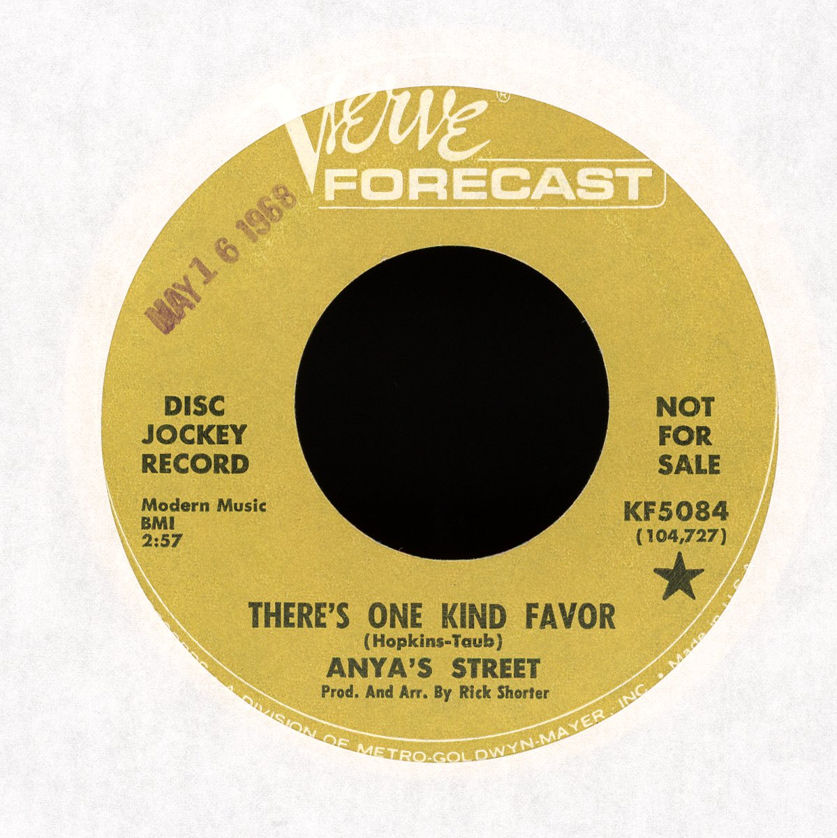 Anya's Street - There's One Kind Favor on Verve Forecast Promo Rock 45