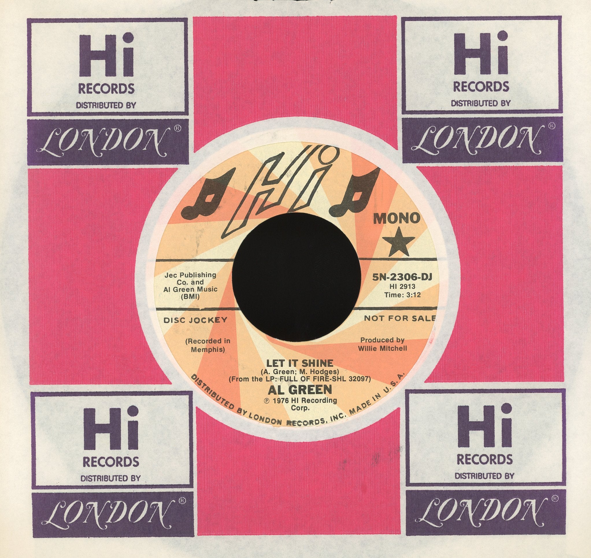 Al Green - Let It Shine on Hi Records Promo Soul 45