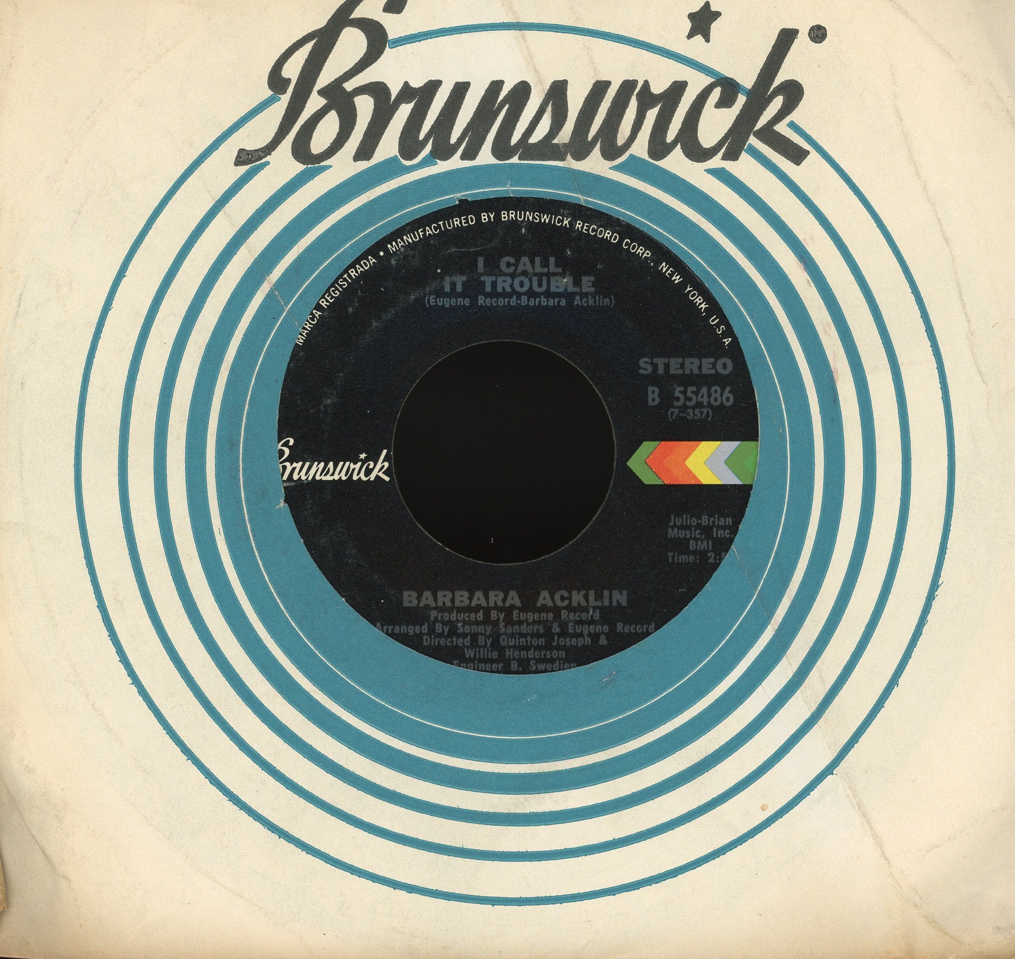 Barbara Acklin - I Call It Trouble / Love, You Are Mine Today on Brunswick Soul 45