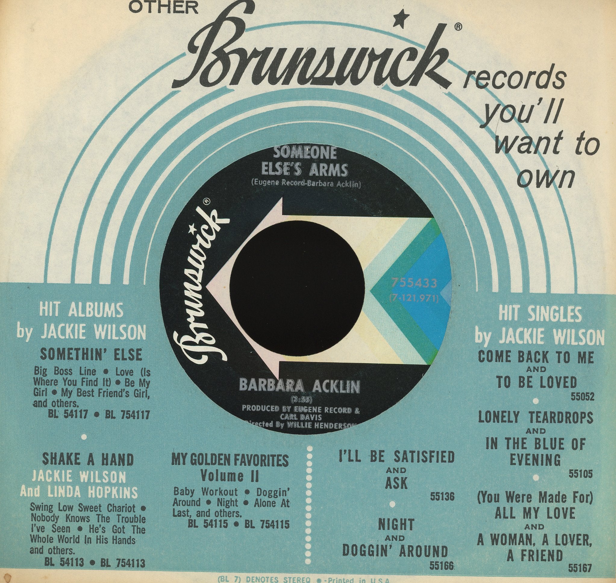 Barbara Acklin - Someone Else's Arms on Brunswick Soul 45