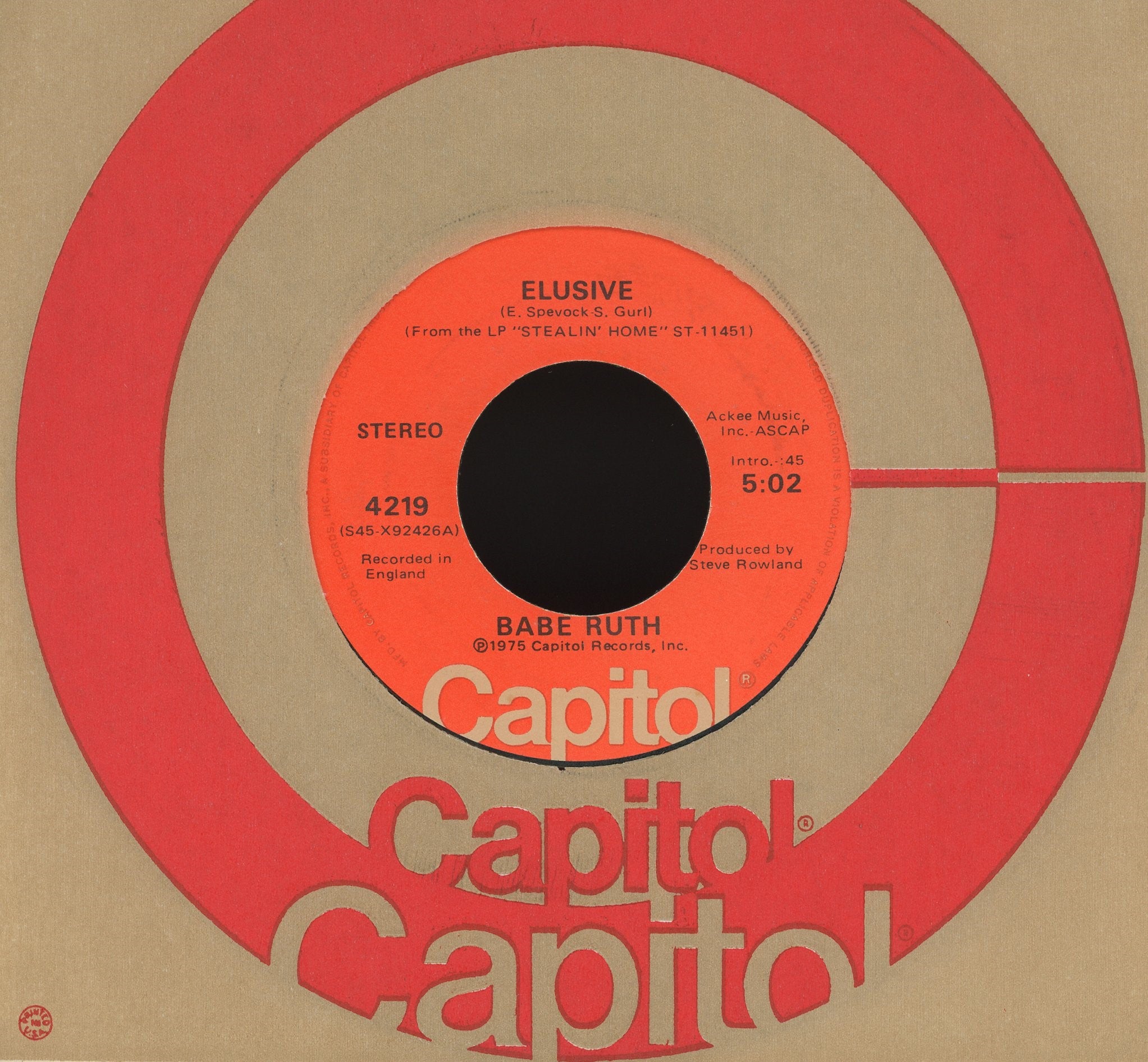 Babe Ruth - Elusive on Capitol Records Soul 45