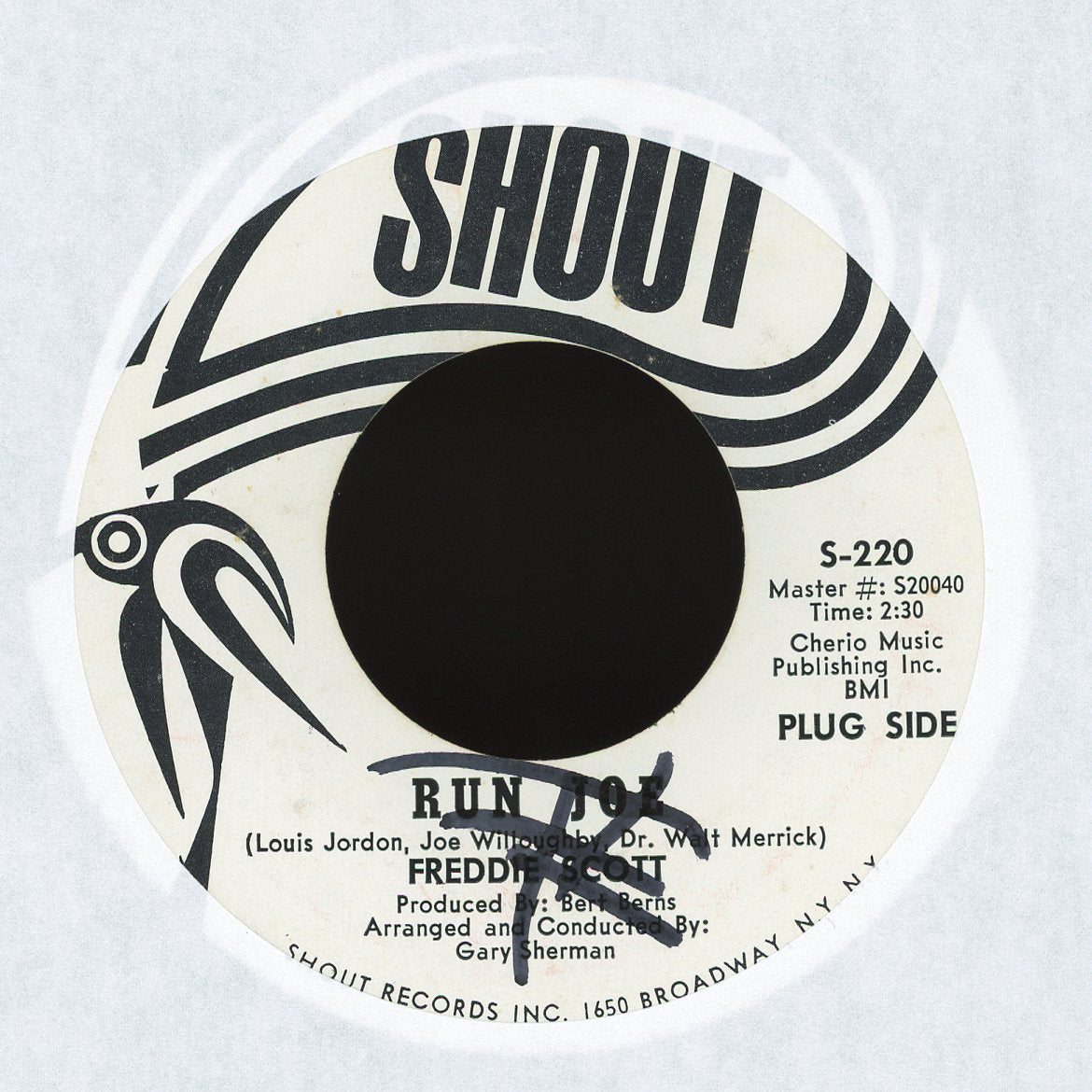 Freddie Scott - Run Joe / He Ain't Give You None on Shout Promo Soul 45