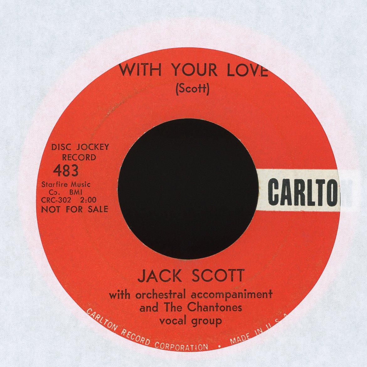 Jack Scott - Geraldine on Carlton Promo Rockabilly 45