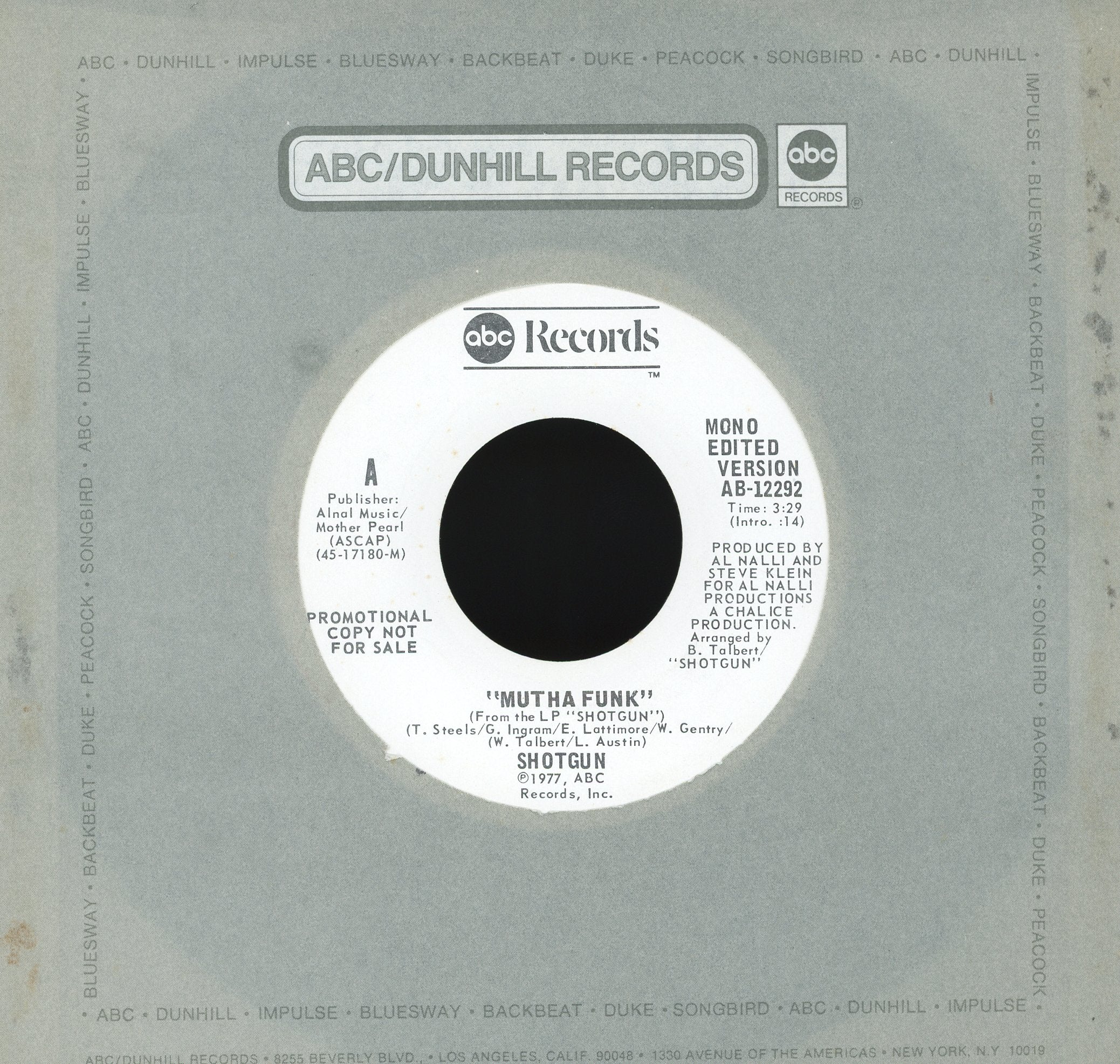 Shotgun - Mutha Funk on ABC Records Promo Funk 45