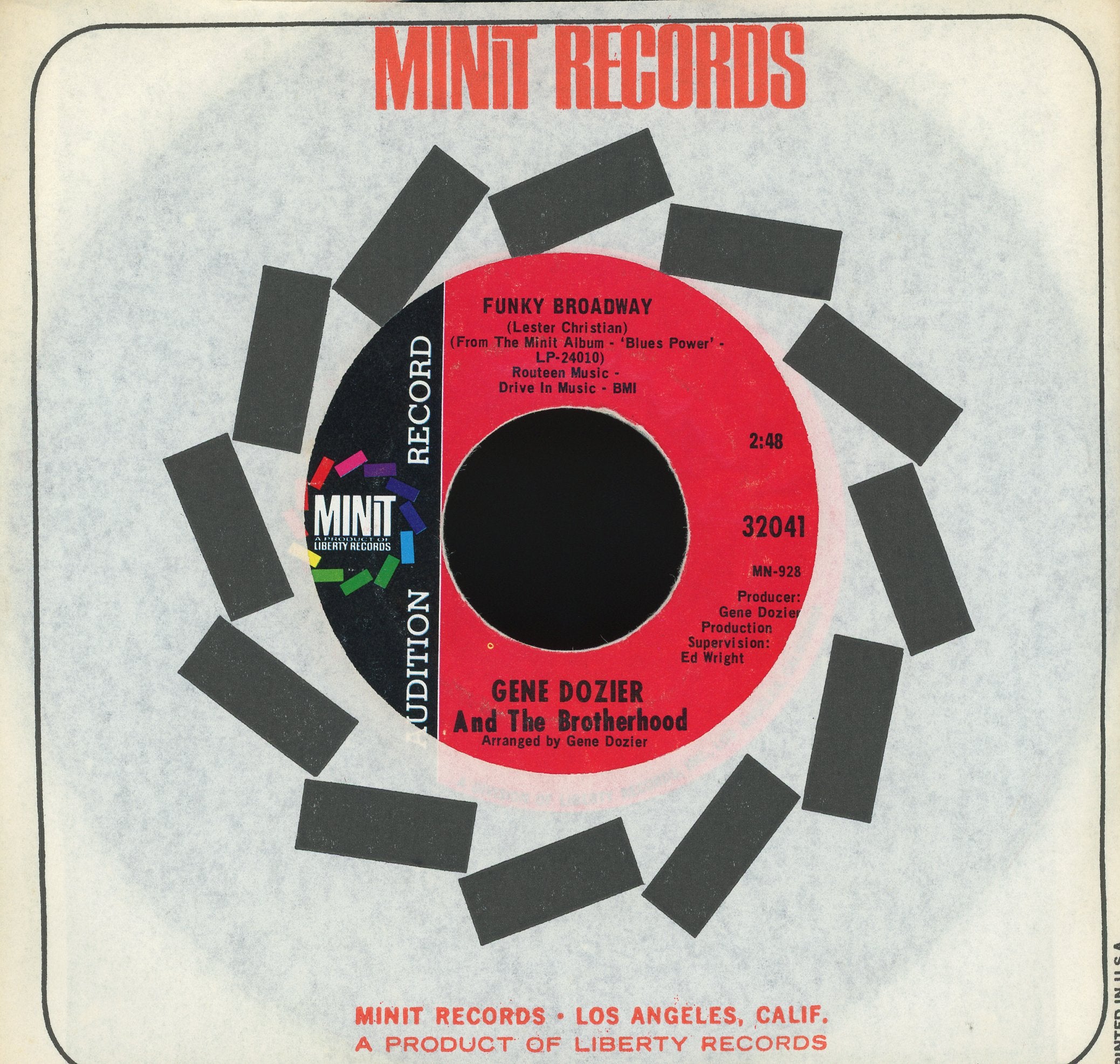 Gene Dozier And The Brotherhood - Soul Stroll / Funky Broadway on Minit Promo R&B Funk 45