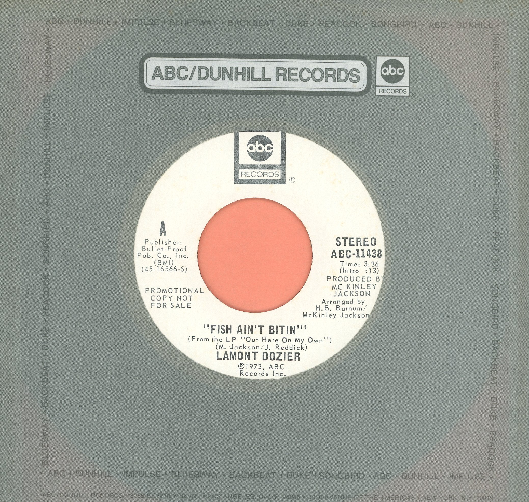 Lamont Dozier - Fish Ain't Bitin' on ABC Records Promo Soul 45