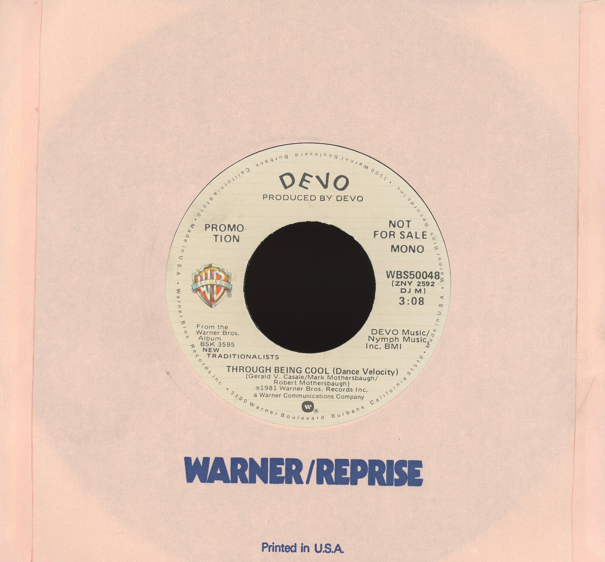 Devo - Through Being Cool on Warner Bros. Records Promo Rock 45