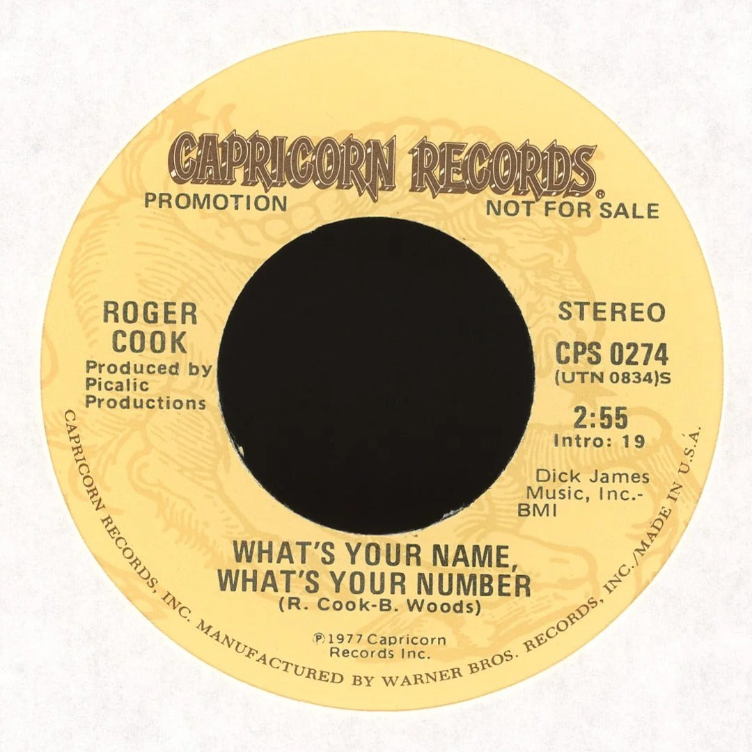 Roger Cook - What's Your Name, What's Your Number on Capricorn Records - Promo Funk 45