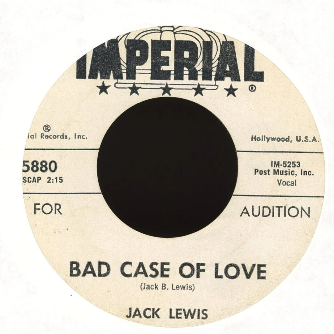 Jack Lewis - Mop Top / Bad Case Of Love on Imperial Promo Rock 45