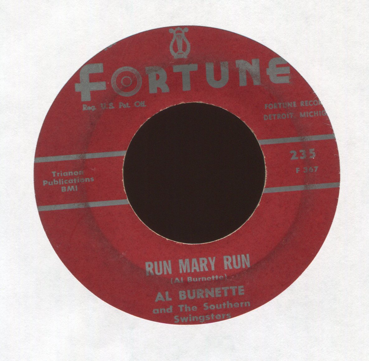 Al Burnette And His Southern Swingsters - Run Mary Run on Fortune Hillbilly Bop 45