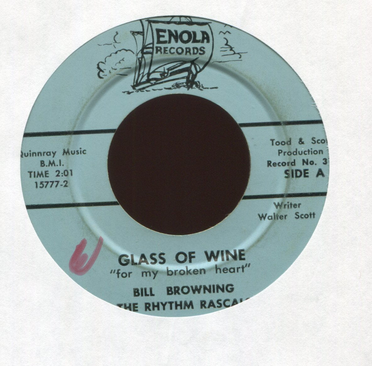 Bill Browning - Glass Of Wine (For My Broken Heart) on Enola Rockabilly Bop 45