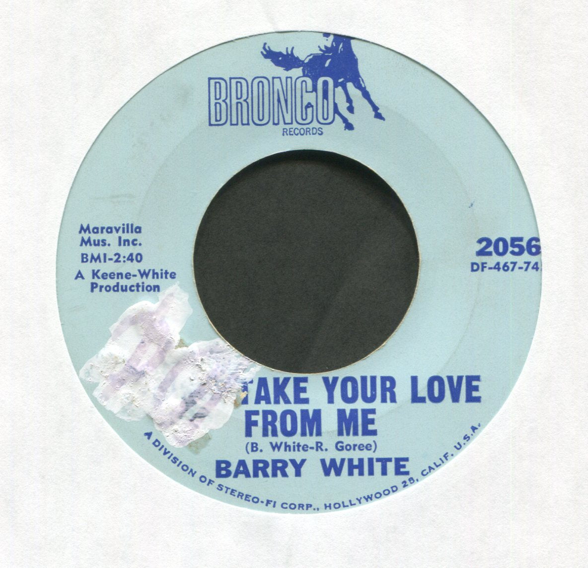 Barry White - All In The Run Of A Day on Bronco Northern Soul 45