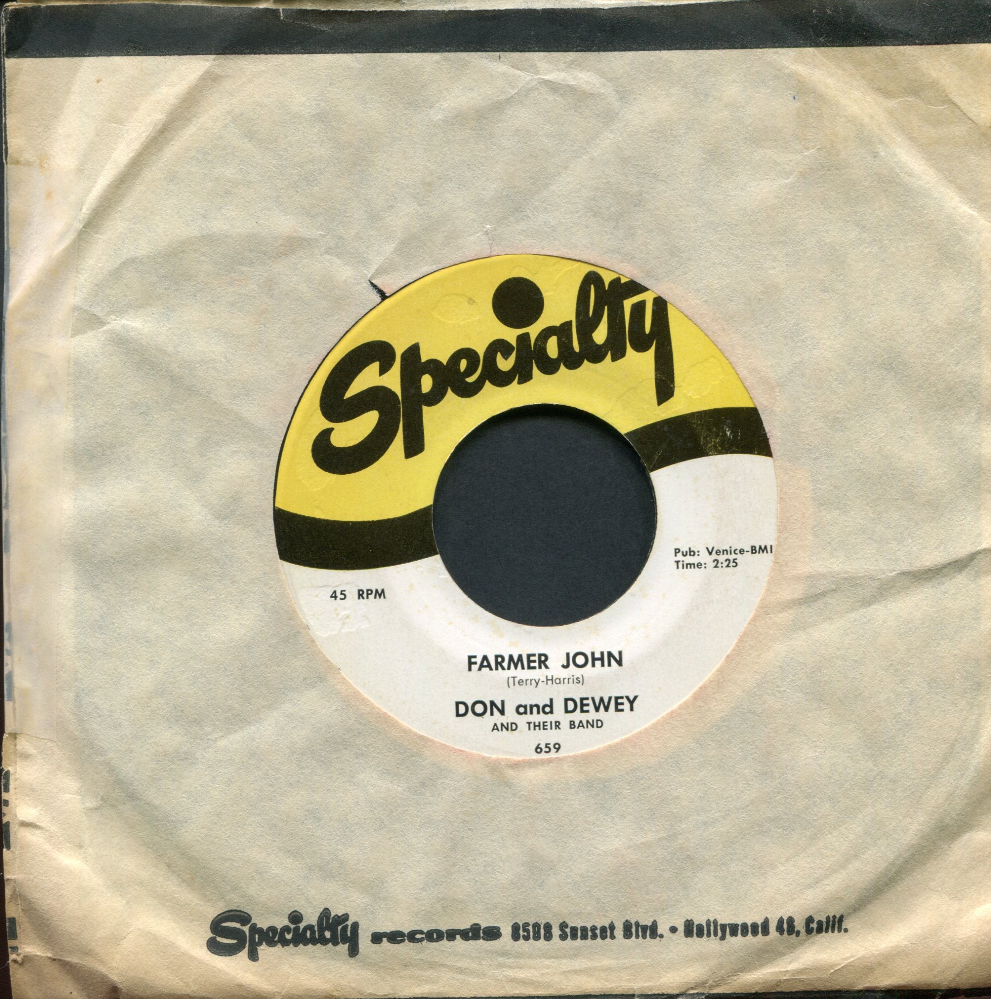 Don And Dewey And Their Band - Farmer John on Specialty R&B 45