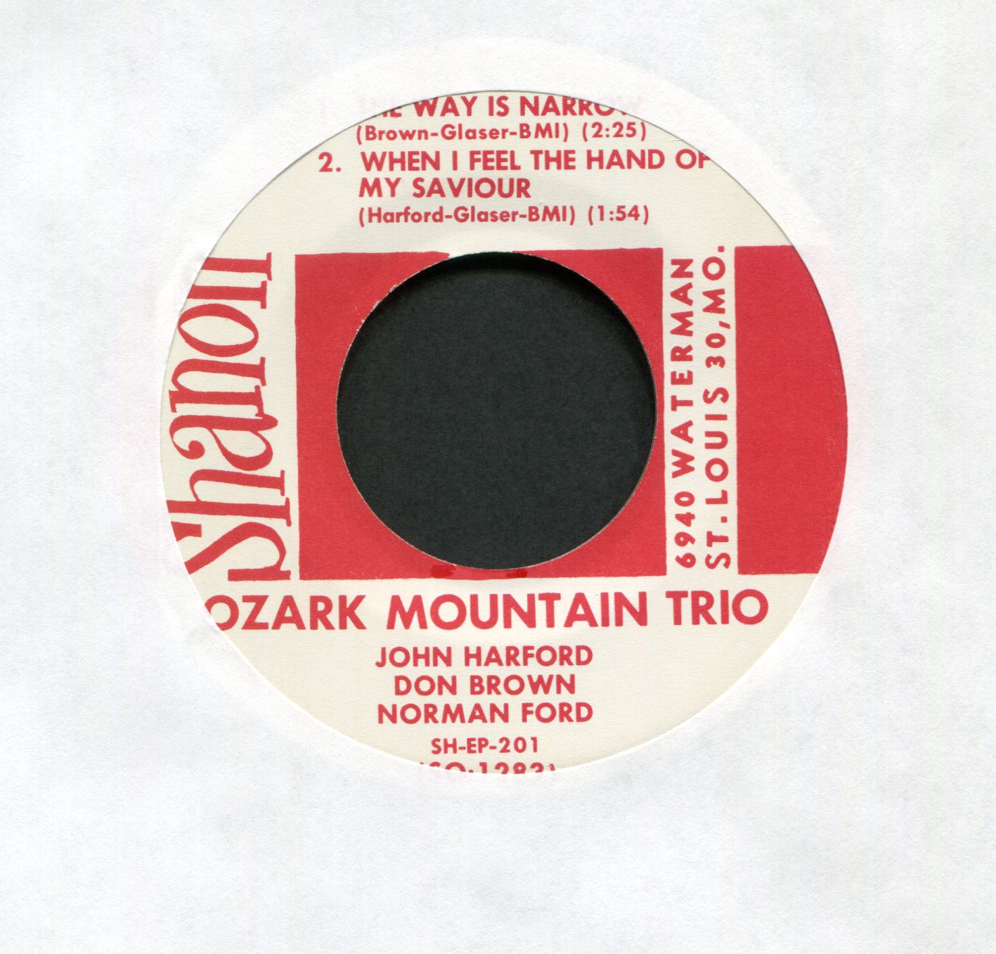 The Ozark Mountain Trio / John Hartford - Backwood Gospel Songs on Shanon 45 With Picture Sleeve
