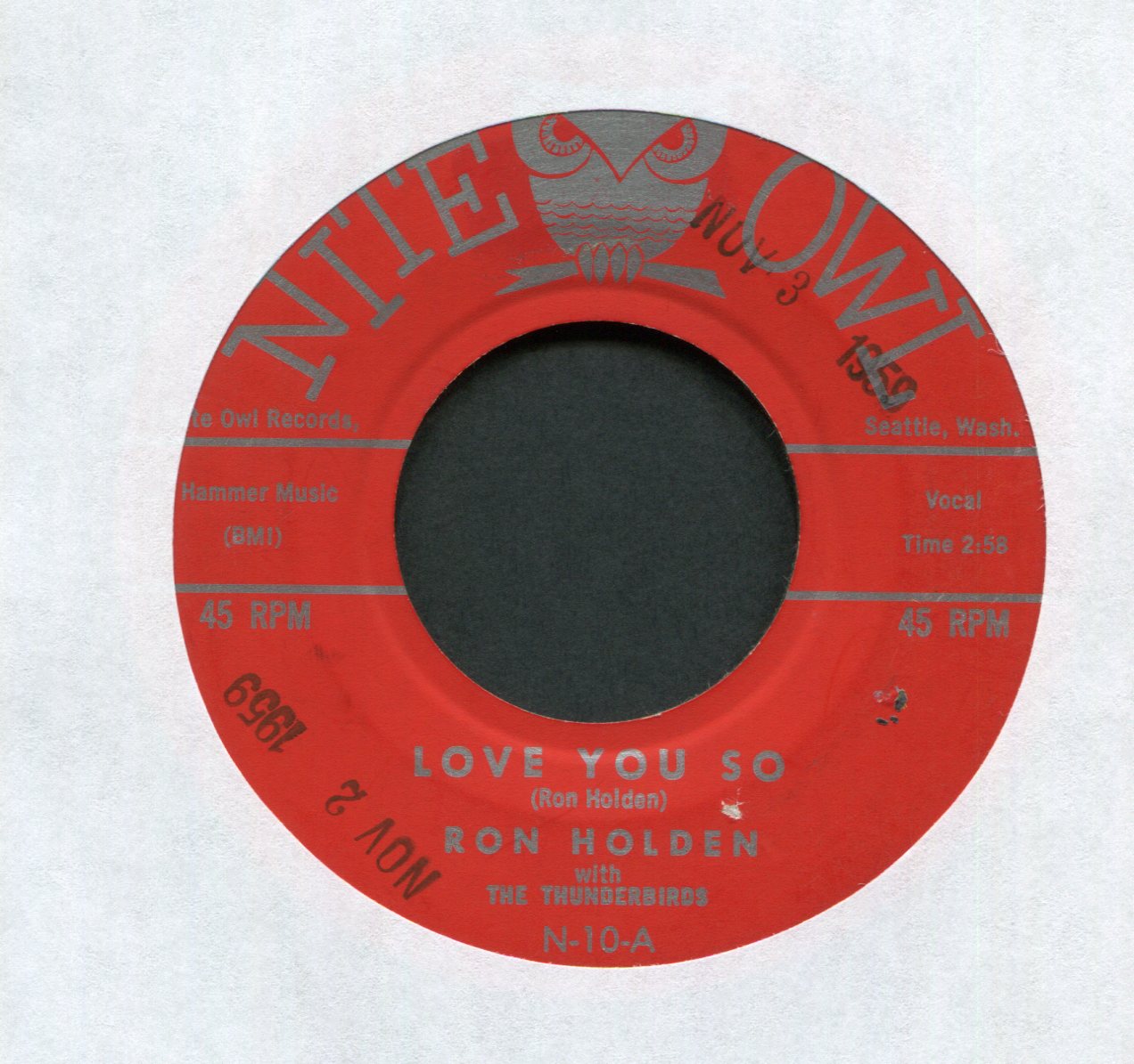 Ron Holden - Love You So / My Babe on Nite Owl R&B Doo Wop 45
