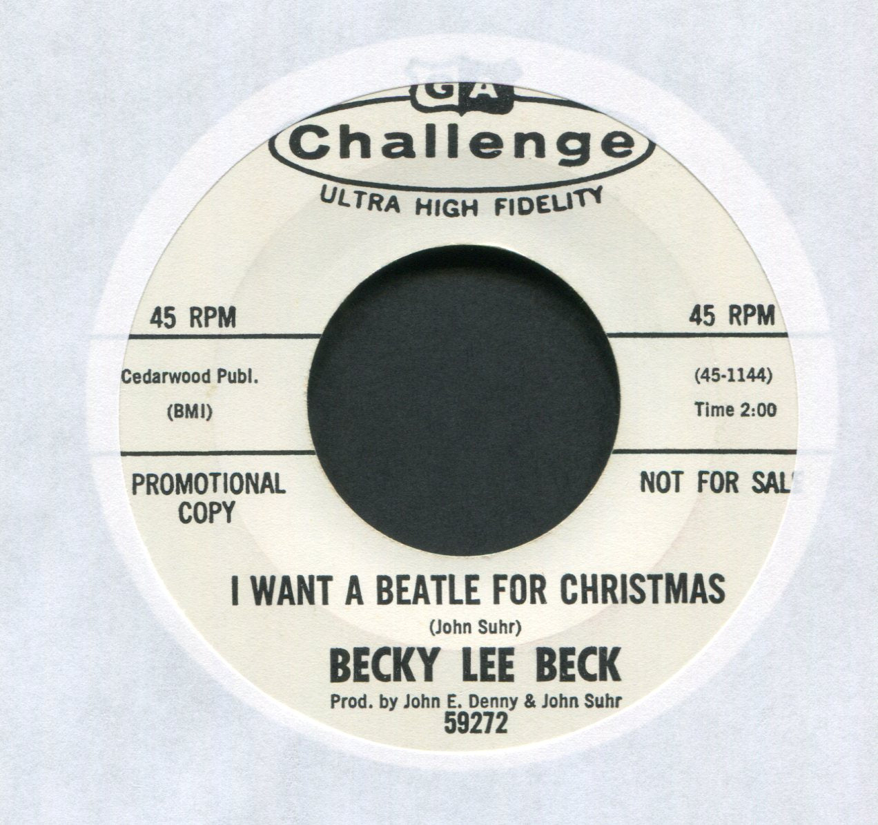 Becky Lee Beck - I Want A Beatle For Christmas on Challenge Promo Novelty Pop 45