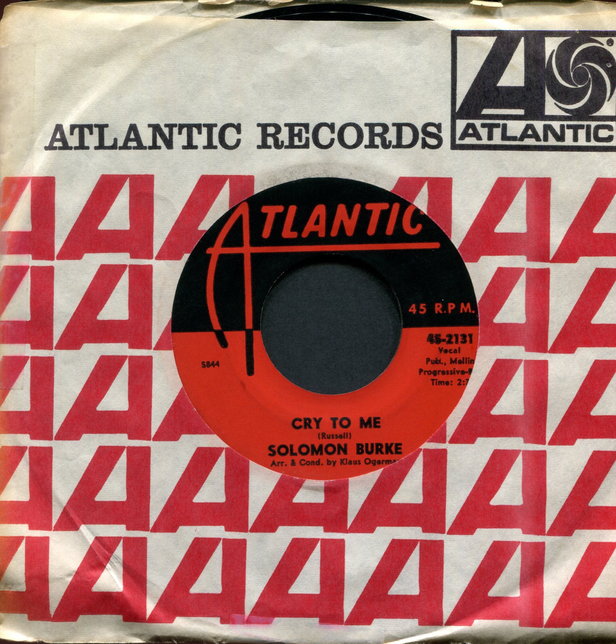 Solomon Burke - Cry To Me on Atlantic Northern Soul 45