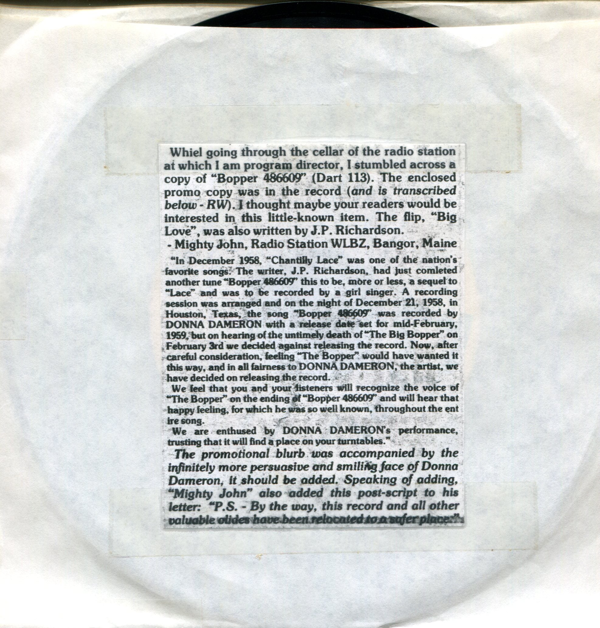 Donna Dameron - Bopper 486609 on Dart Rockabilly 45