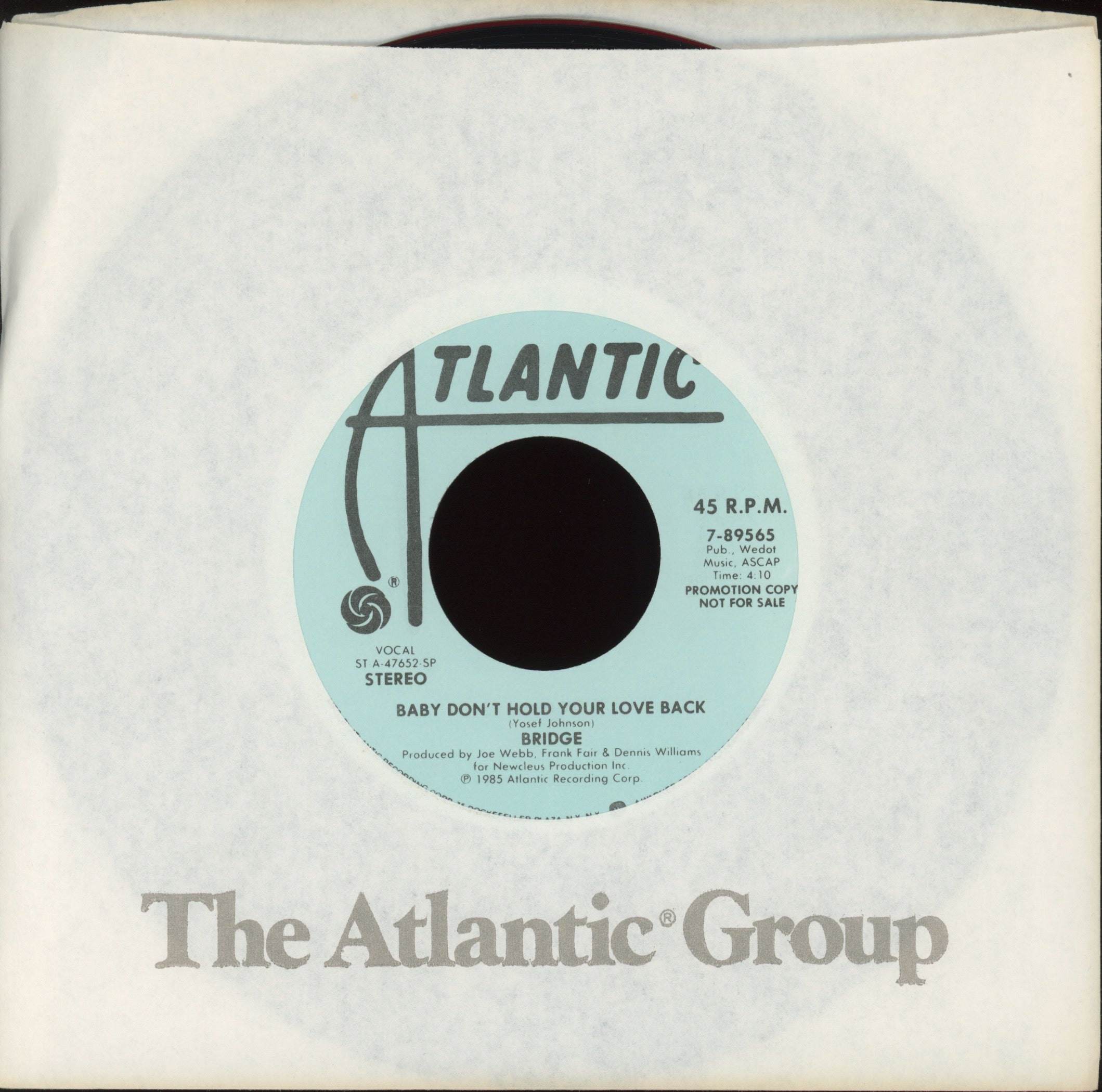 Bridge - Baby Don't Hold Your Love Back on Atlantic Promo