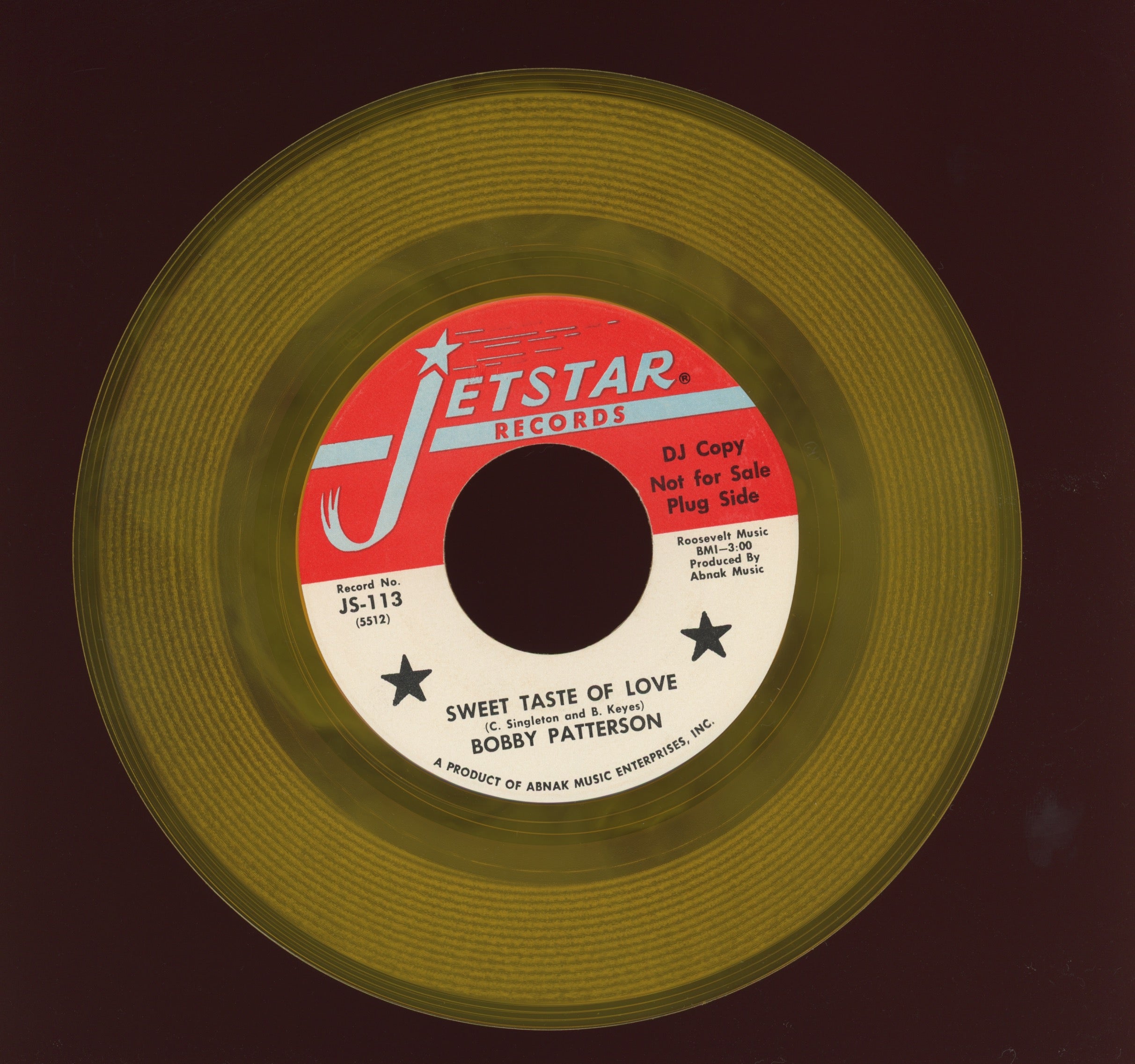 Bobby Patterson - Busy Busy Bee on Jetstar Yellow Vinyl Promo