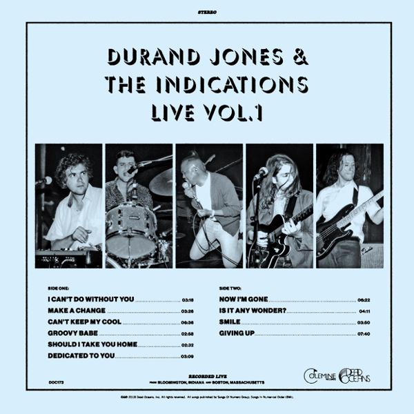Durand Jones & The Indications - Durand Jones & The Indications Live Vol. 1 on Colemine Records / Dead Oceans - Record Store Day Black Friday 2018 - Limited Edition - Blue Translucent Vinyl