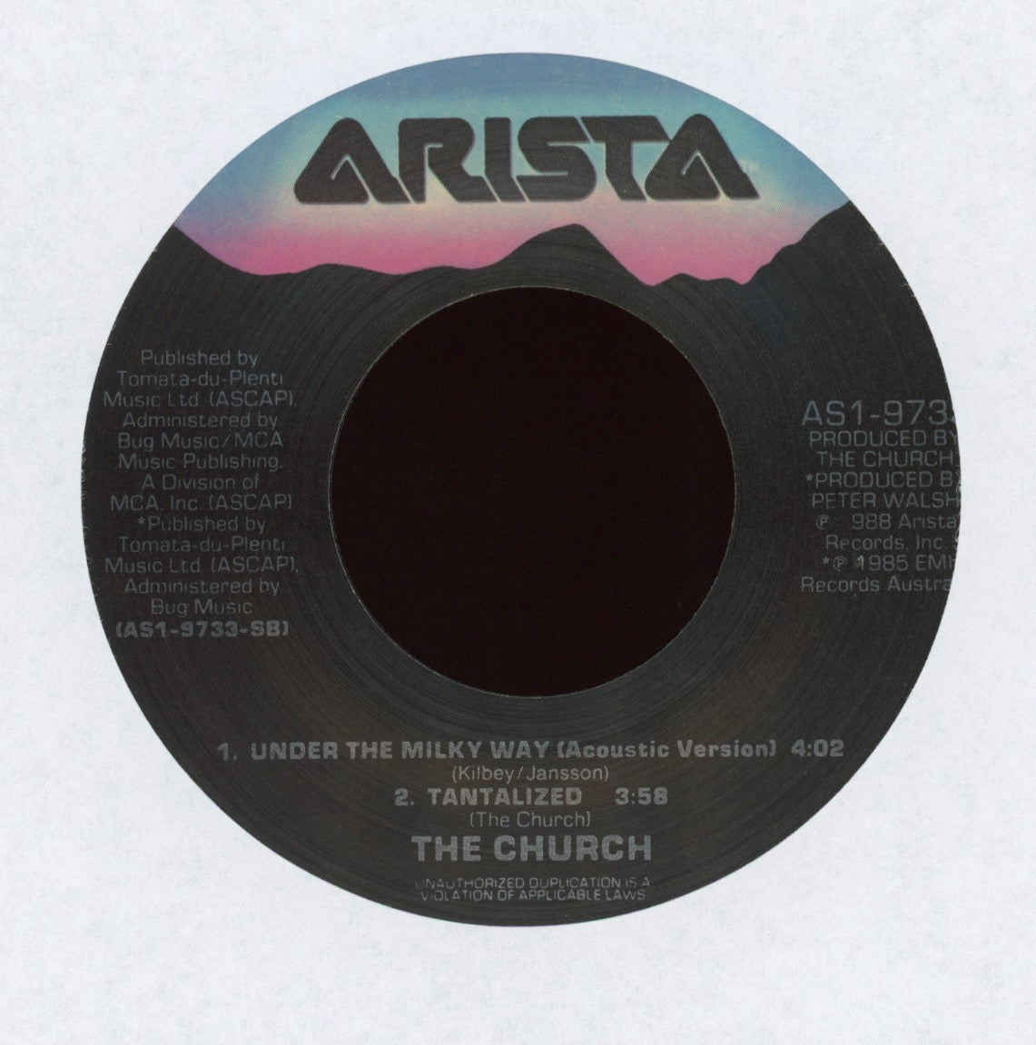 The Church - Under the Milky Way (Acoustic Version) on Arista With Picture Sleeve