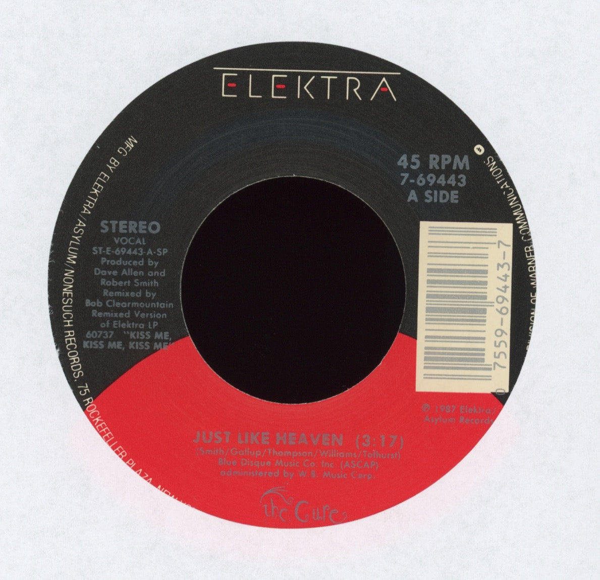 The Cure - Just Like Heaven on Elektra With Picture Sleeve