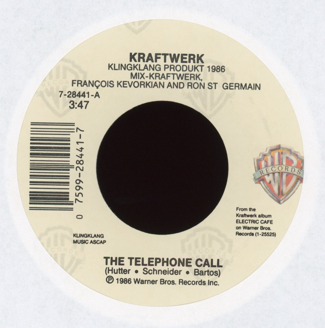 Kraftwerk The Telephone Call on Warner Bros With Picture Sleeve
