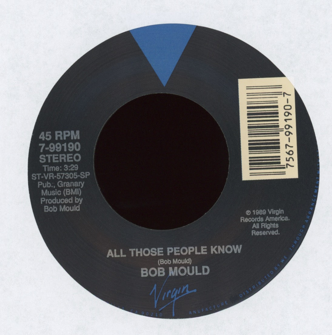 Bob Mould - See A Little Light on Virgin With Picture Sleeve