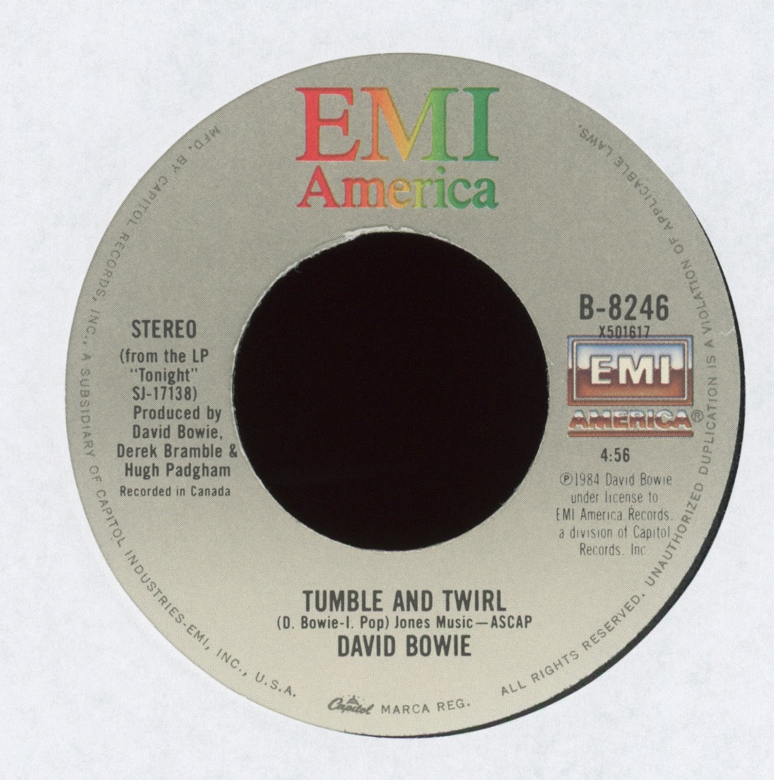 David Bowie - Tonight on EMI America With Poster Sleeve