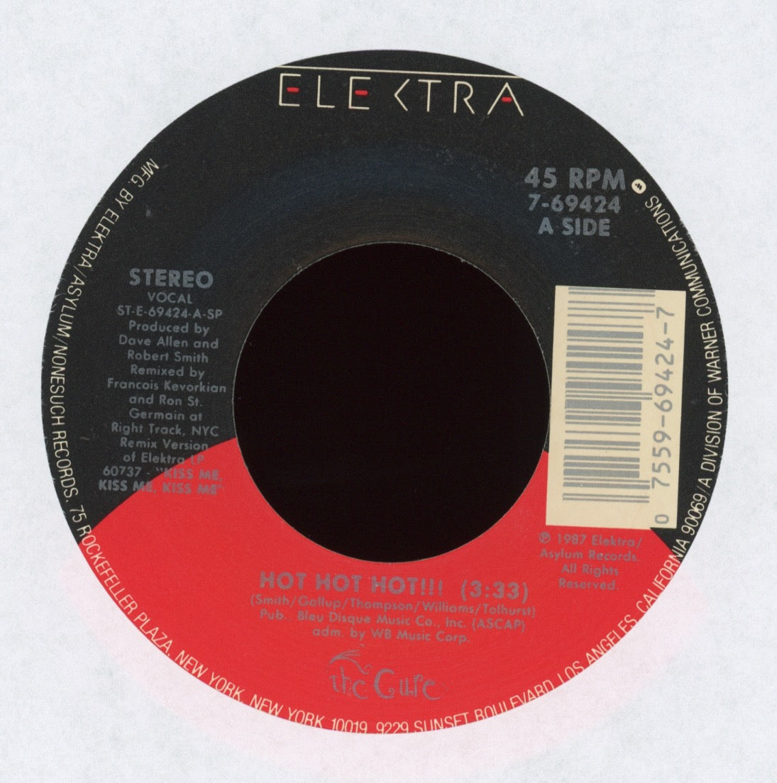 The Cure - Hot Hot Hot!!! on Elektra With Picture Sleeve