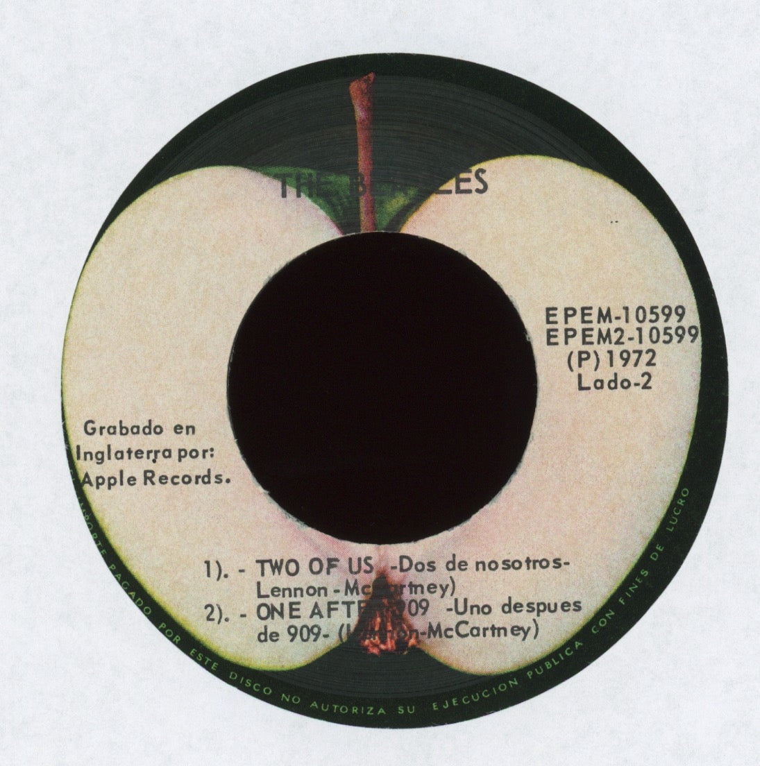 The Beatles - Get Back = Regresa on Apple Mexican Pressing With Picture Sleeve