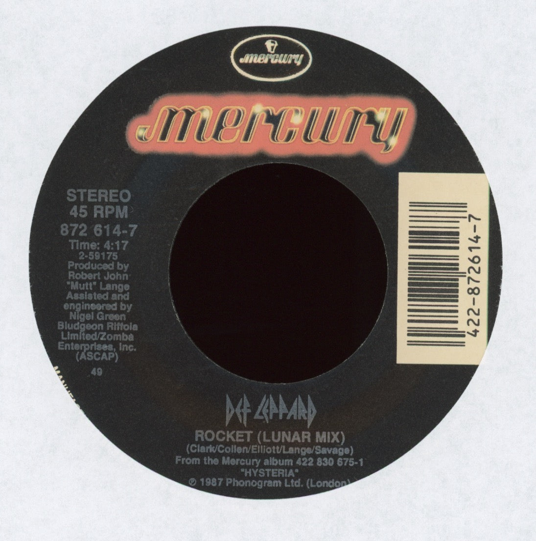 Def Leppard - Rocket on Mercury With Picture Sleeve