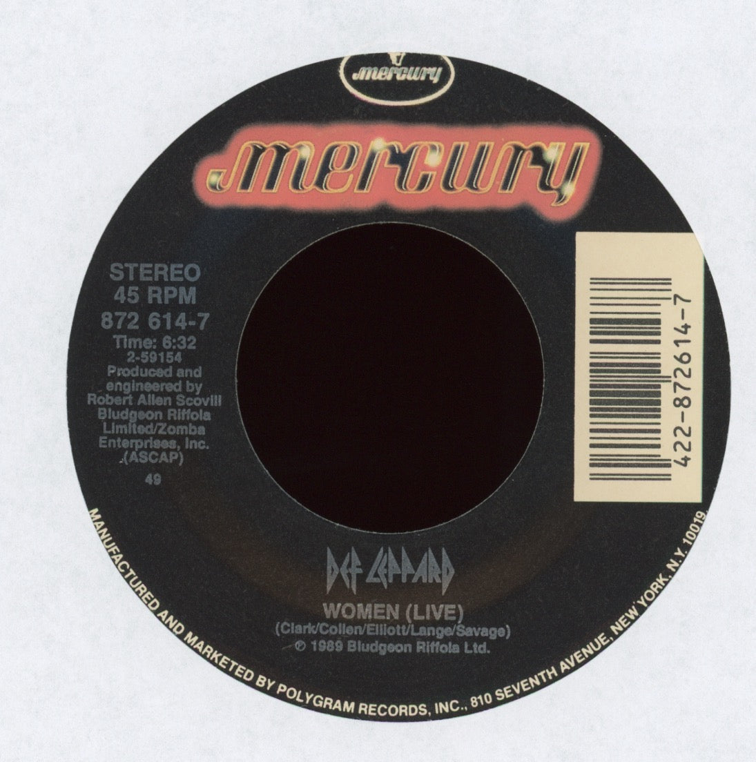 Def Leppard - Rocket on Mercury With Picture Sleeve