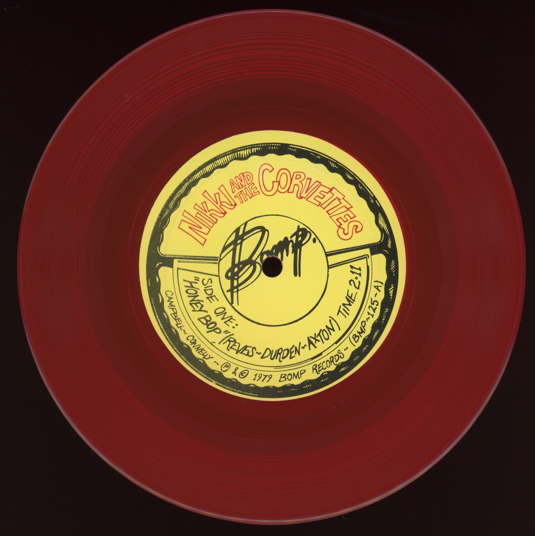 Nikki & The Corvettes - Honey Bop! on Bomp Red Vinyl With Picture Sleeve