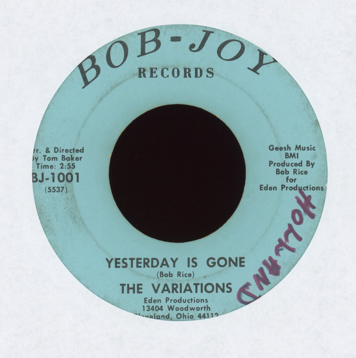 The Variations - Yesterday Is Gone on Bob-Joy