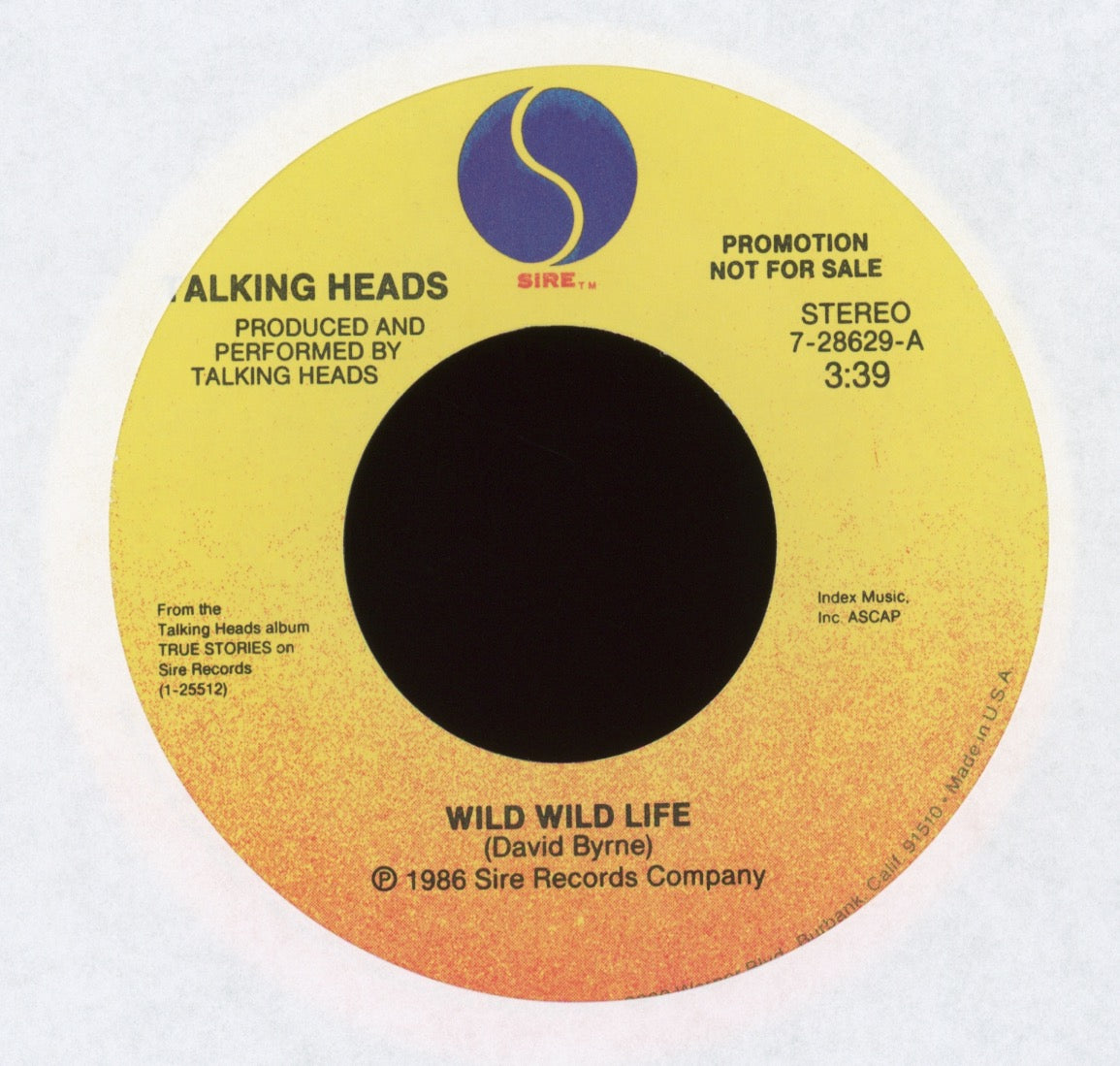 Talking Heads - Wild Wild Life on Sire Promo