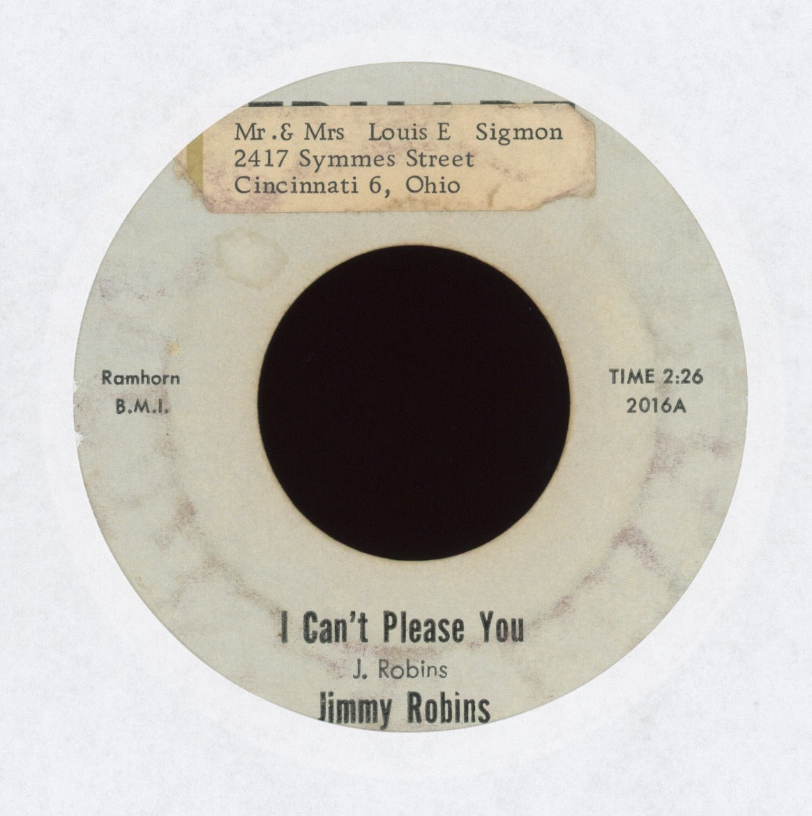Jimmy Robins - I Can't Please You on Jerhart
