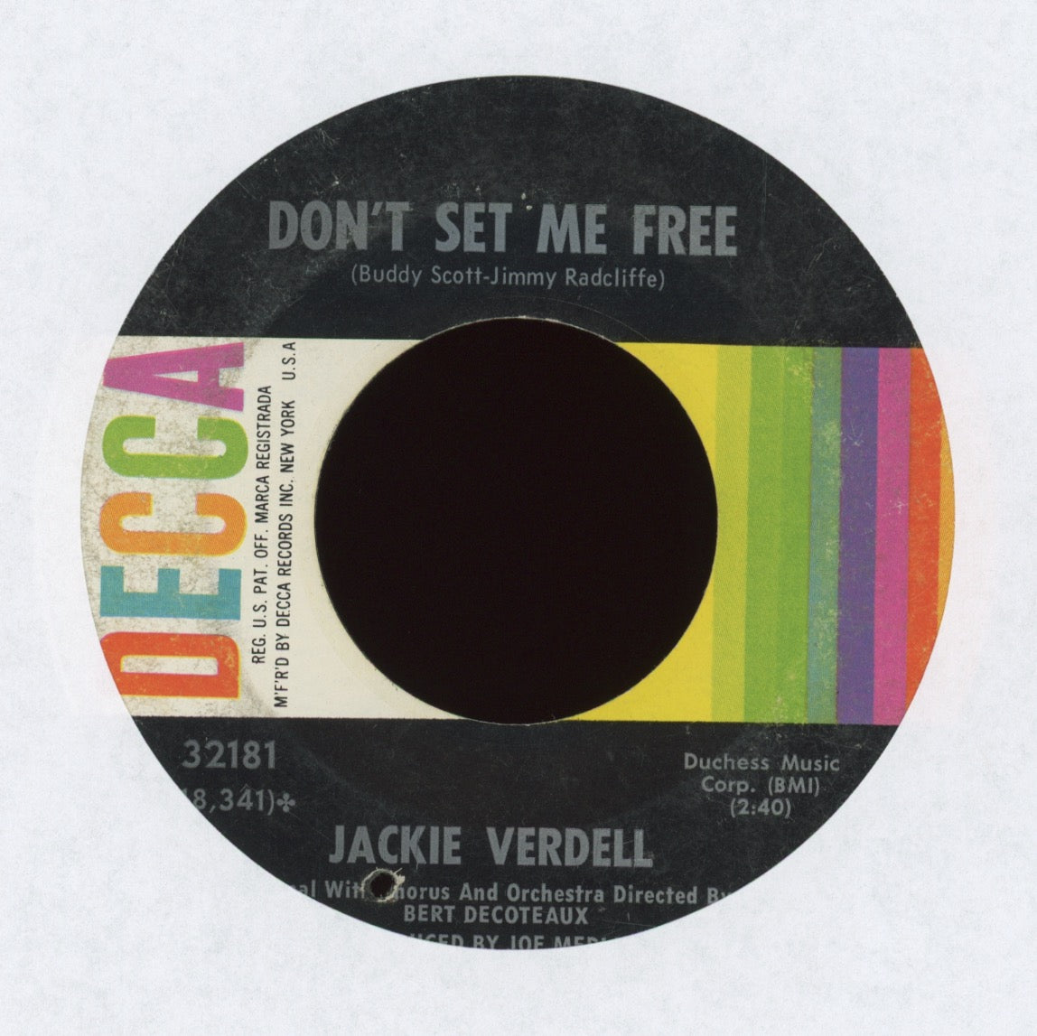 Jackie Verdell - Don't Set Me Free on Decca