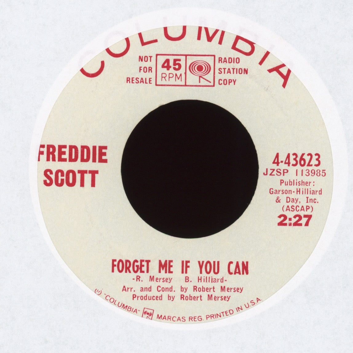 Freddie Scott - One Iddy Biddy Needle on Columbia Promo