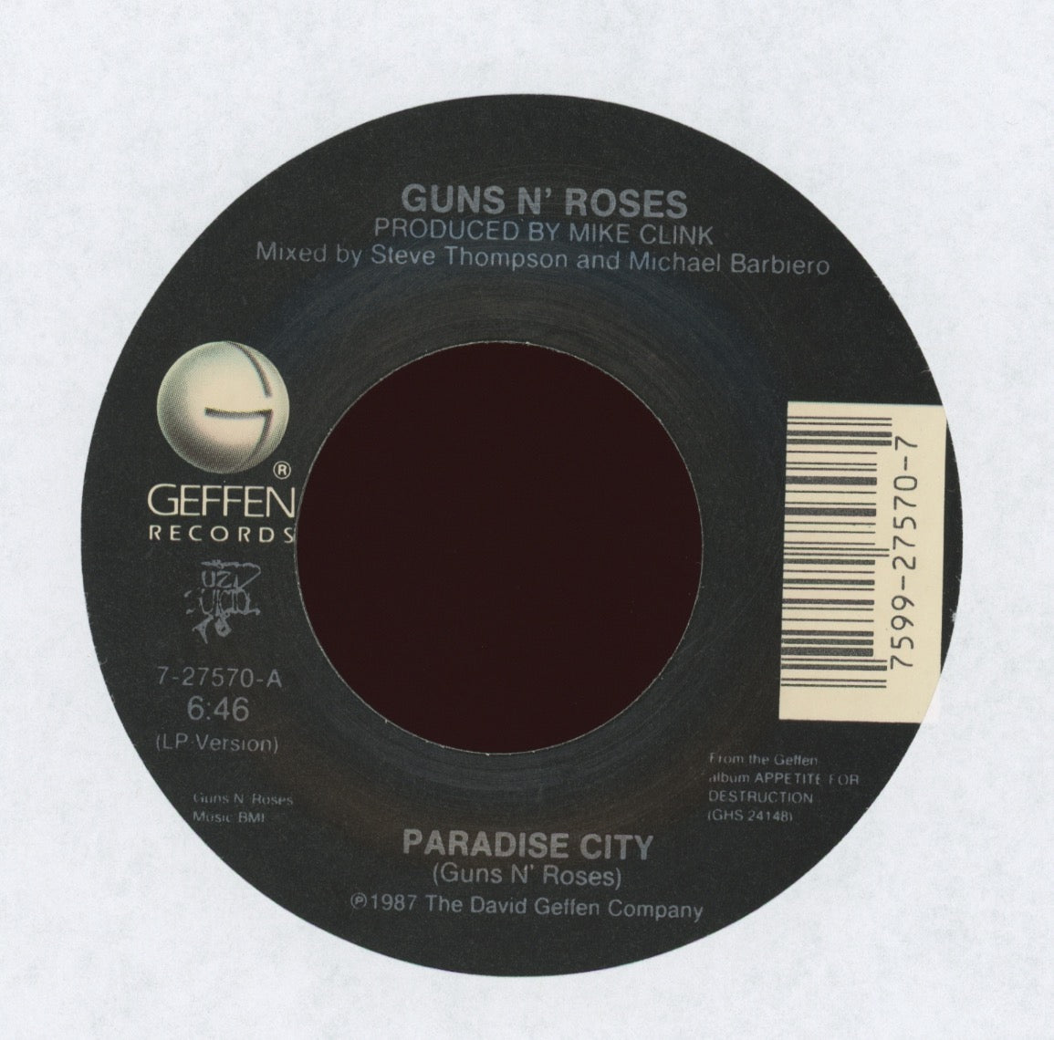 Guns N' Roses - Paradise City on Geffen With Picture Sleeve