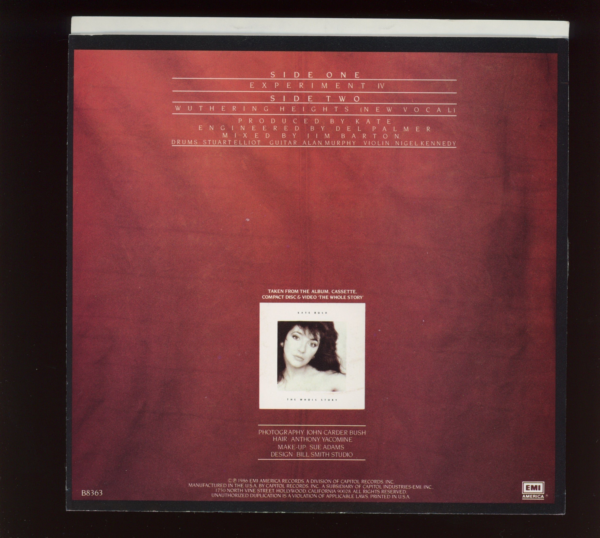 Kate Bush - Experiment IV on EMI America With Picture Sleeve