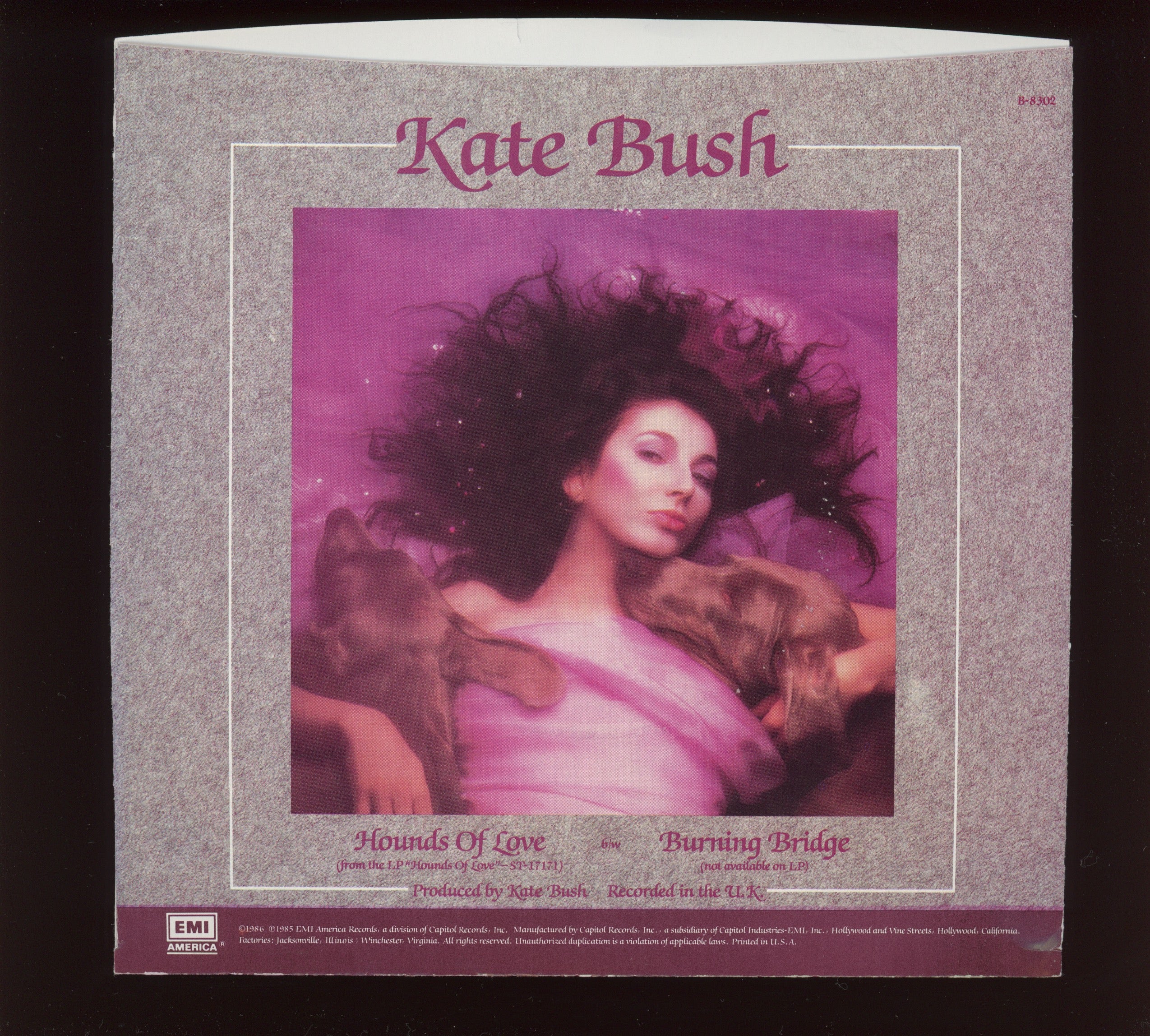 Kate Bush - Hounds Of Love on EMI America With Picture Sleeve
