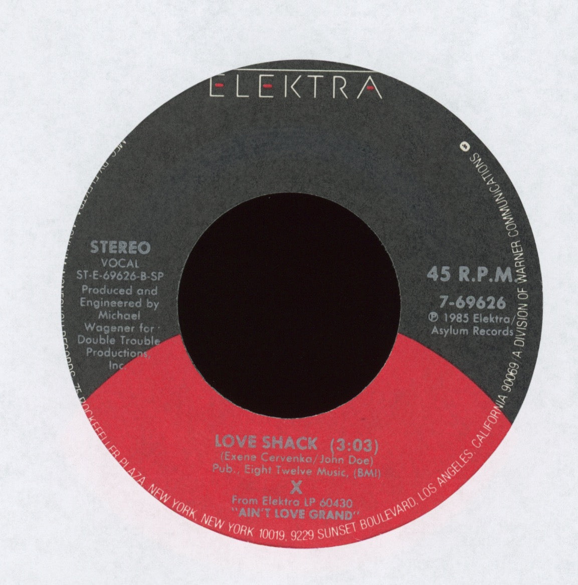 X - Burning House Of Love on Elektra With Picture Sleeve