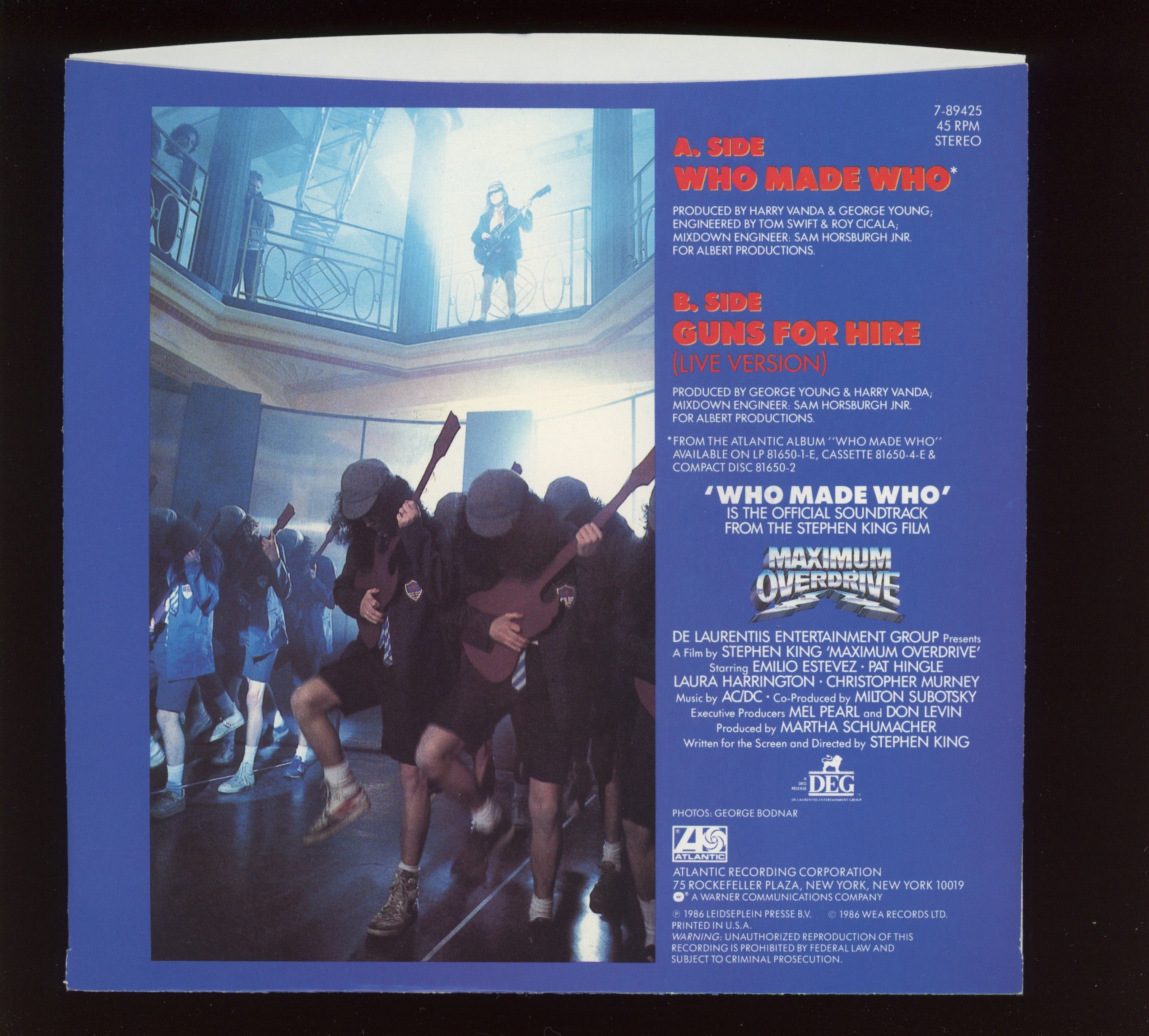 AC/DC - Who Made Who on Atlantic With Picture Sleeve