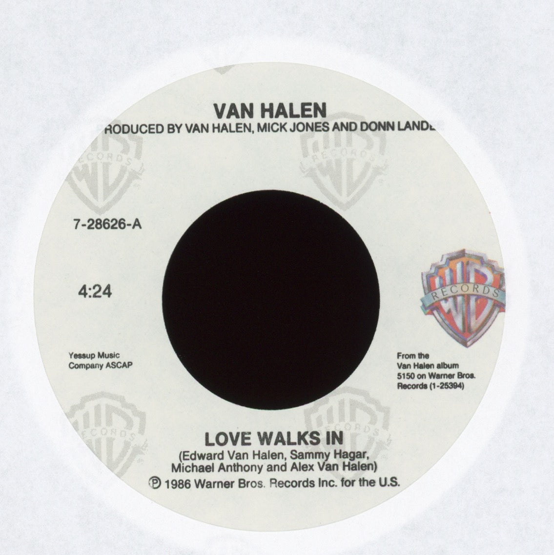 Van Halen - Love Walks In on WB With Picture Sleeve