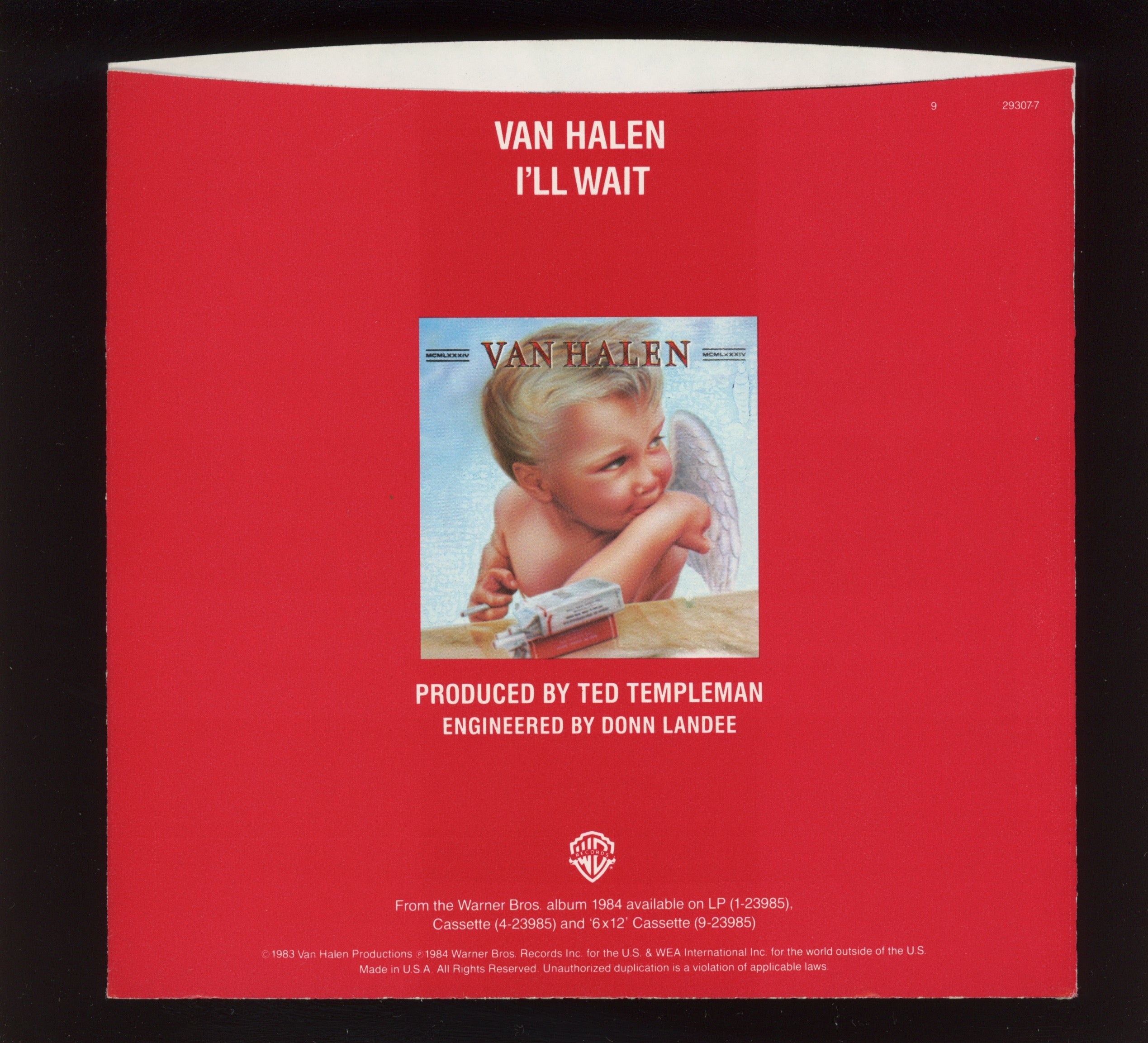 Van Halen - I'll Wait on WB With Picture Sleeve