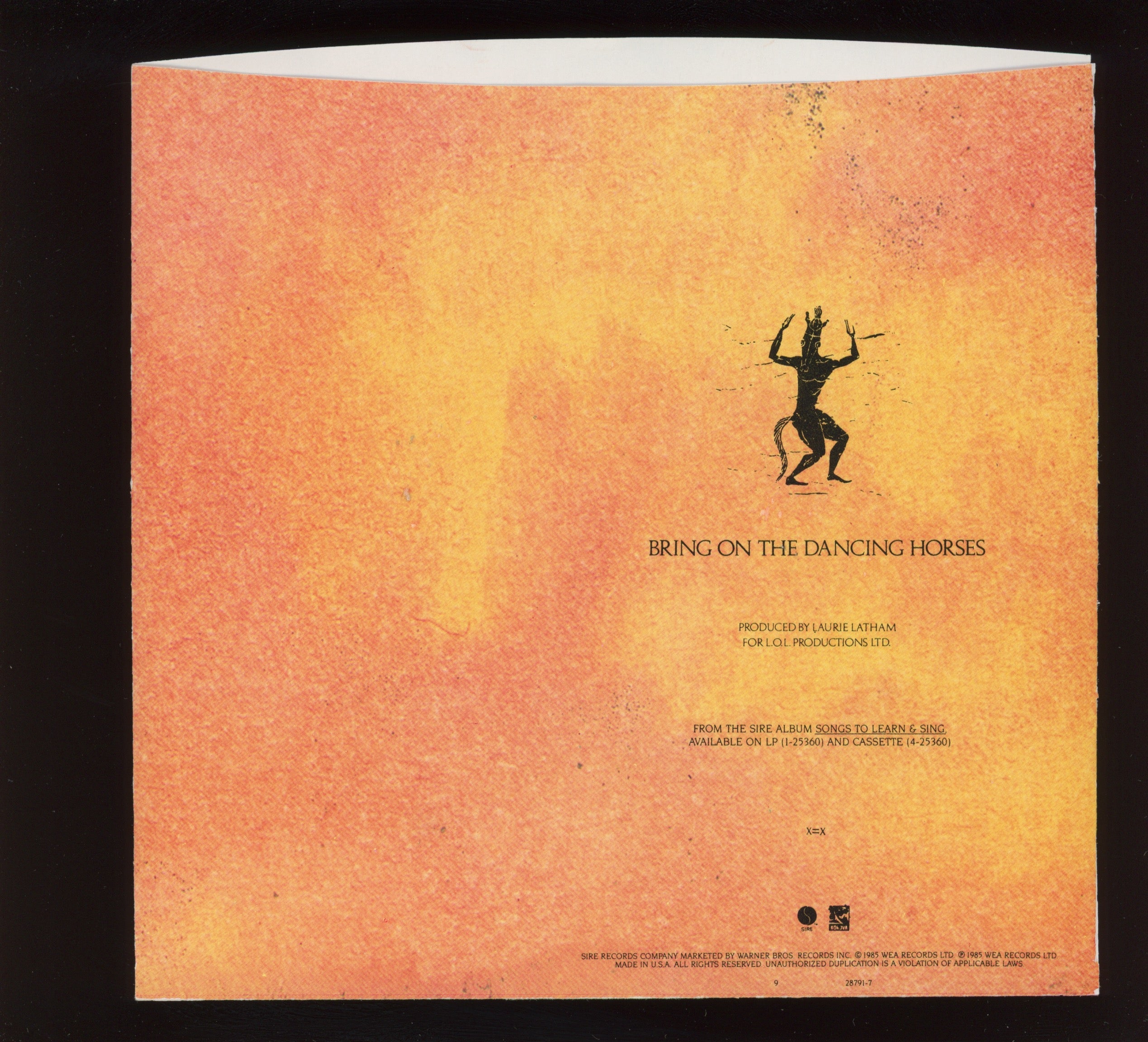 Echo & The Bunnymen - Bring On The Dancing Horses on Sire With Picture Sleeve